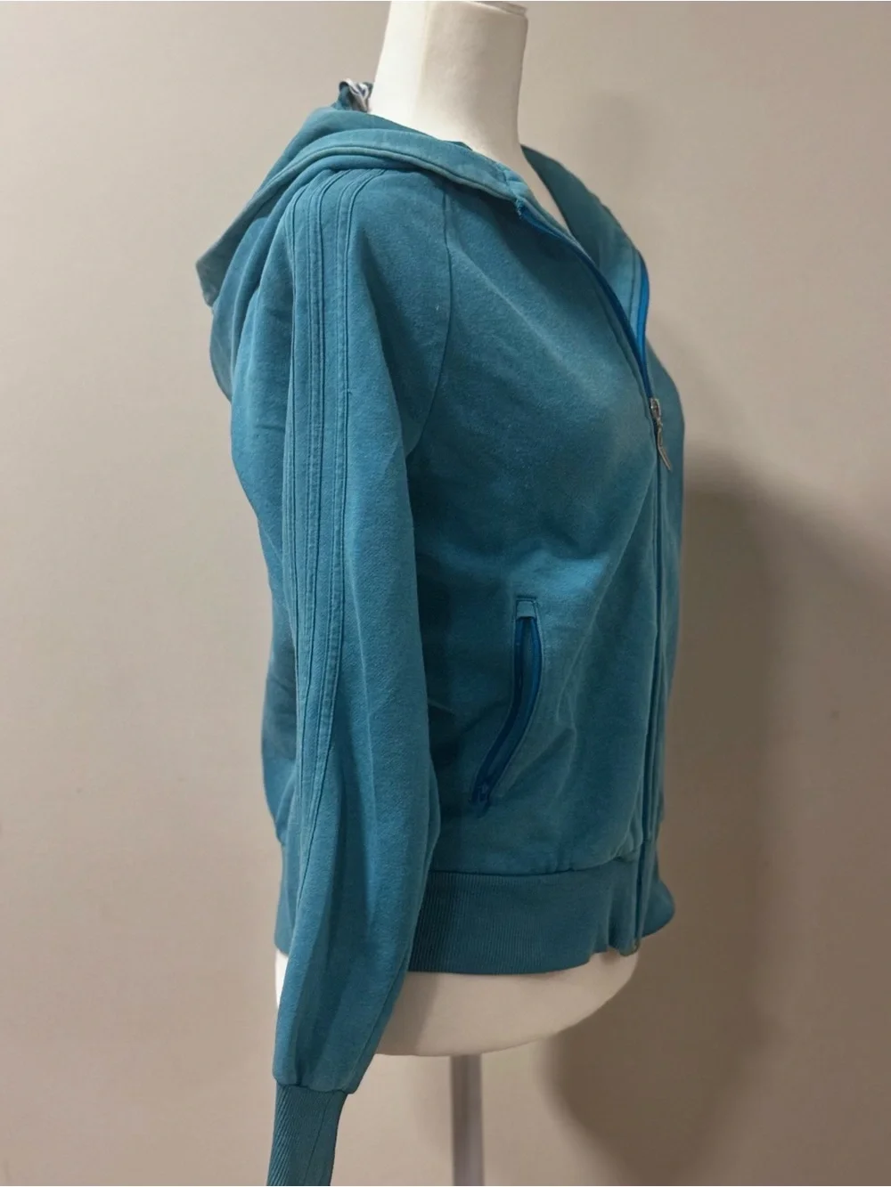 Adidas Originals Teal Blue Full Zip Hoodie Trefoil